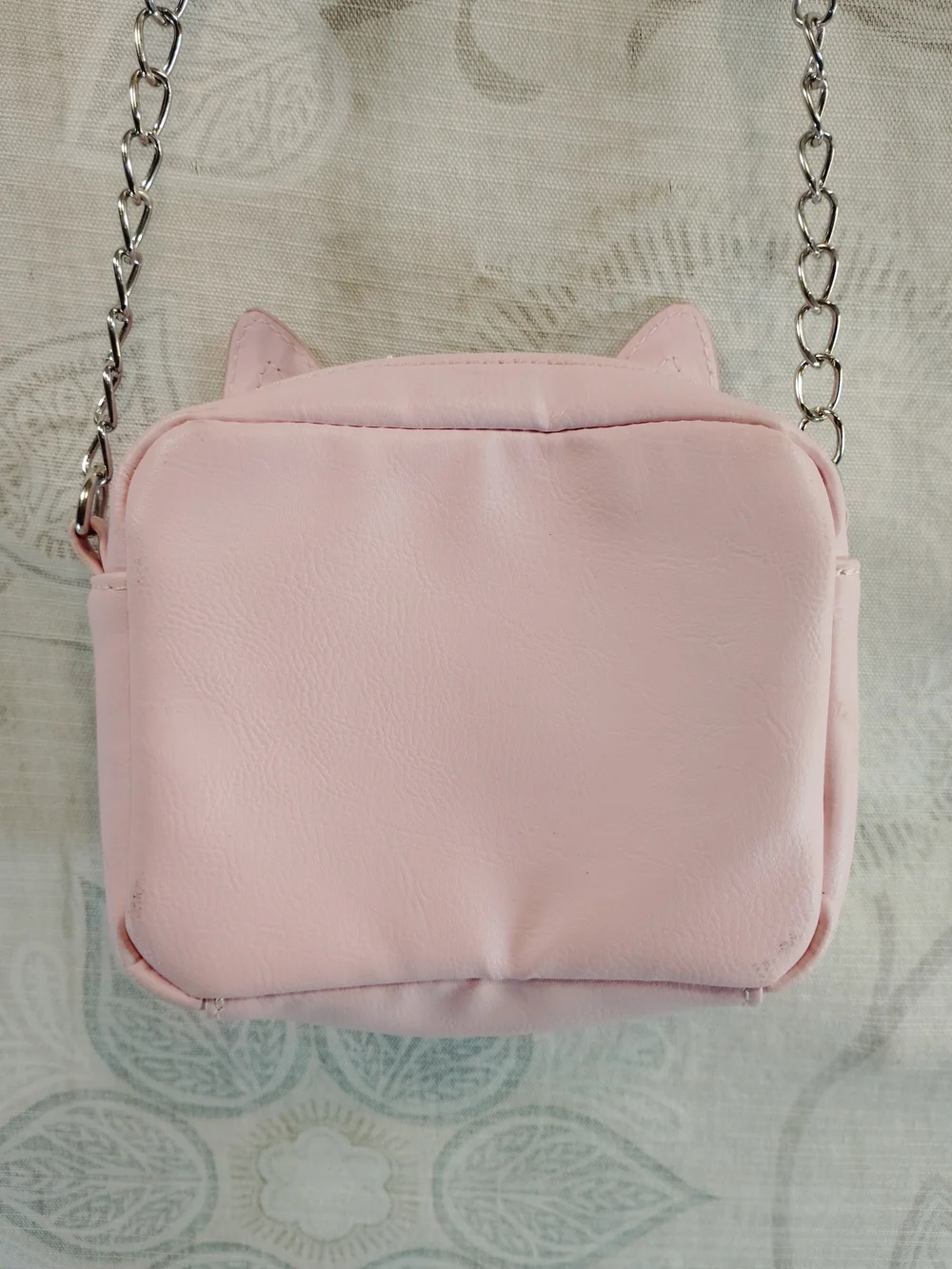 Kids Plush Pink Cat Crossbody Bag with Glitter Hearts